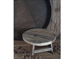 Uniek handgemaakt rond houten tafeltje/Authentiek handgemaakt rond houten tafeltje