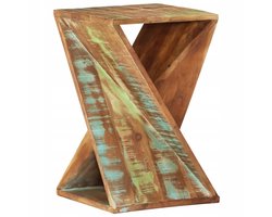 Uniek Houten Bijzettafeltje - Gerecycled Hout, 35x35x55cm