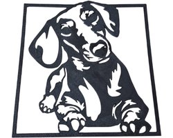Unieke 3D Teckel Wanddecoratie – Stijlvol en Speels! - 20cm x 20cm