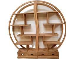 Unieke boekenkast- Parabola -rond Teakhout-Koloniaal Teakhuis