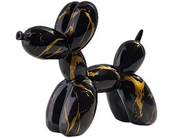 Unieke Creatieve Ballon Hond Sculptuur voor Moderne Interieurdecoratie in Zwart en Goud