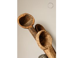 Unieke decoratieve oude houten lepels 45-60cm - handgemaakt in India - Rustieke waxinelichtjeshouder - Landelijke sobere wooonaccessoire