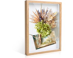 Unieke Diepe 3D Fotolijst voor Objecten, Foto's en Souvenirs - Bruin Houten Design