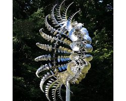 Unieke en magische metalen windmolen van 35 cm, sculpturen bewegen met de wind, zonnewindmolen Geschikt voor tuin, gazon, terras, kinetische sculpturen