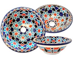 Unieke handgemaakte ronde waskom - Marokkaanse wasbak -Ø 35 cm