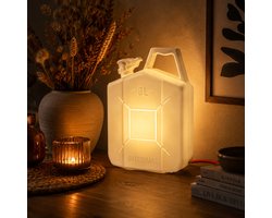 Unieke Jerrycan Lamp - Tafellamp - Wit Porselein - 21x14x27 cm - Industrieel Design