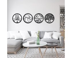 Unieke metalen vier elementen wanddecoratie met 3D effect! 25x25 cm