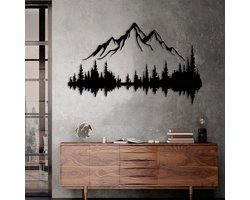 Unieke Metalen Wanddecoratie met Berg- en Bosontwerp voor Binnen- en Buitengebruik in Verschillende Maten