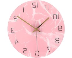 Unieke wandklok met roze print, duurzame stille beweging, perfect voor slaapkamer en woonkamer, ideaal voor wanddecoratie thuis