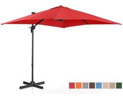Uniprodo - Zweefparasol - rood - vierkant - 250 x 250 cm - draaibaar