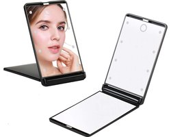 UNIQ Zakspiegel met LED Verlichting - Compacte dubbelzijdige reisspiegel - Make up spiegel met verlichting