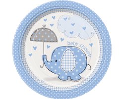 UNIQUE - 8 kleine kartonnen Blauwe Olifant borden