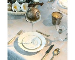 Unique Living Kerst tafelkleed - 140x250 - Zilver