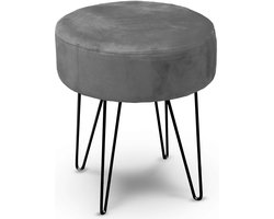 Unique Living Kruk Davy - velvet - grijs - metaal/stof - D35 x H40 cm