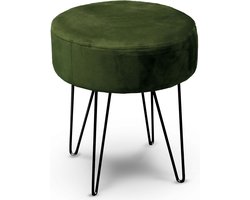 Unique Living Kruk Davy - velvet - groen - metaal/stof - D35 x H40 cm