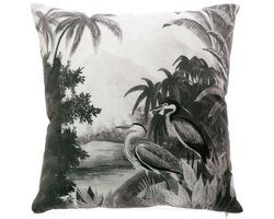 Unique Living | Kussen Exotic print z/w 45x45cm dessin 1 | Kussen woonkamer of slaapkamer