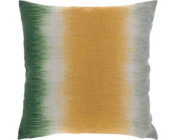 Unique Living | Kussen Linnen Print - Groen, Geel, Wit - 45x45cm - Kussen woonkamer of slaapkamer