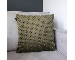 Unique Living Kussen – Sierkussen – Kussens Woonkamer – Velvet – Noppen – Luxe Kussen – 45x45 cm – Donker Groen