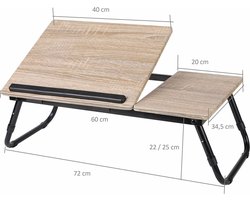 Unique Living Laptoptafel / bedtafel - hout - metaal - 58 x 38 x 25 cm - multifunctioneel