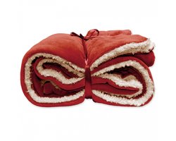 Unique Living | Lars coral fleece/suede plaid 150x200cm redwood