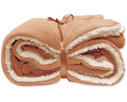 Unique Living | Lars coral fleece/suede plaid 150x200cm sandstone