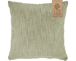 Unique Living - Liza ECO kussen - 45x45cm - theegroen