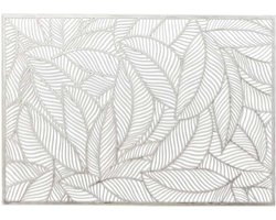 Unique Living Placemat Nissa - 1x - zilver bladmotief - 30 x 45 cm - tafeldecoratie