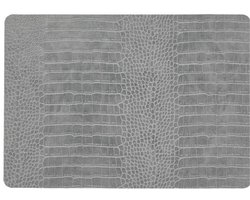 Unique Living placemats Croco lederlook - 1x - 43 x 30 cm - zilvergrijs - pvc - tafel onderleggers