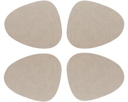Unique Living placemats Floris lederlook - 4x - 39 x 30 cm - beige - PU leather - tafel onderleggers