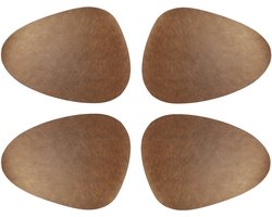 Unique Living placemats Floris lederlook - 4x - 39 x 30 cm - koper - PU leather - tafel onderleggers