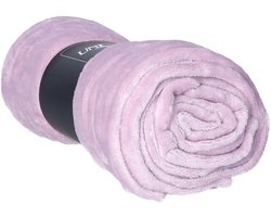 Unique Living Plaid - fleece deken - lila paars - polyester - 130 x 180 cm