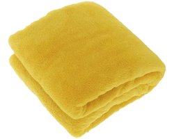 Unique Living Plaid Justin - Polyester - Geel - 150x200 cm (BxH) - Woondeken