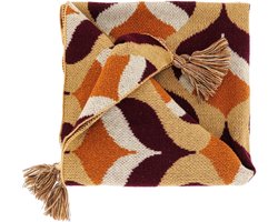Unique Living Plaid Lilo - Textiel - Beige/Bruin/Oranje/Terra - 160 x x 130 cm (BxHxD)