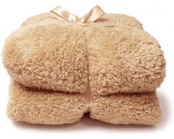 Unique Living Plaid Teddy - Polyester - Beige/Bruin/Geel - 200 x x 150 cm (BxHxD)