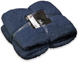 Unique Living Plaid Teddy - Polyester - Blauw - 150 x x 200 cm (BxHxD)