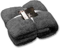Unique Living Plaid Teddy - Polyester - Grijs - 150x200 cm (BxH)