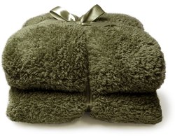 Unique Living Plaid Teddy - Polyester - Groen - 150x200 cm (BxH)