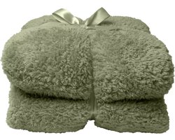 Unique Living Plaid Teddy - Textiel - Groen - 200 x x 150 cm (BxHxD)