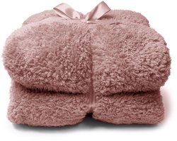 Unique Living Plaid Teddy - Textiel - Roze - 200 x x 150 cm (BxHxD)