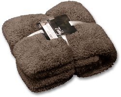 Unique Living Plaid Teddy - Textiel - Taupe - 150 x x 200 cm (BxHxD)
