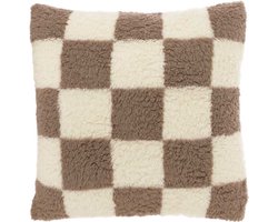 Unique Living - Sierkussen Check Taupe -53x53cm