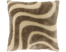 Unique Living Sierkussen Maud Teddy - Zacht Golvend Patroon Taupe/Beige