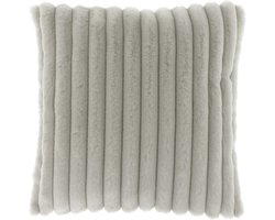 Unique Living Sierkussen Peppe - Fluweel Fleece - Grijs - 45x45 cm (BxD) - 100% Polyester - Chateau Grey - Inclusief Binnenkussen