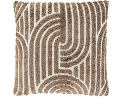 Unique Living Sierkussen Ziza - Stof - Bruin/Taupe - 45 x 45 x cm (BxHxD)