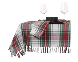 Unique Living - Tafelkleed Xmas Tartan - 150x250cm - White