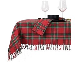 Unique Living - Tafelkleed Xmas Tartan Red - 150x200cm