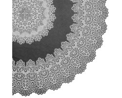 Unique Living tafelkleed/tafellaken - buiten/binnen - antraciet - Dia 152 cm - rond - kant look - weerbestendig