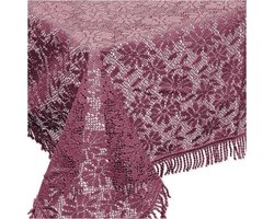 Unique Living tafelkleed/tafellaken - buiten/binnen - paars - 150 x 220 cm - Kant patroon - waterbestendig