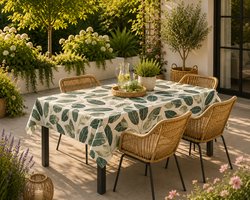 Unique Living Tafelzeil - Botanical - 140x200 cm - Groen/Wit - Vinyl - Waterdicht