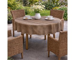 Unique Living Tafelzeil - Jute Look - 160CM Rond - Bruin/Taupe